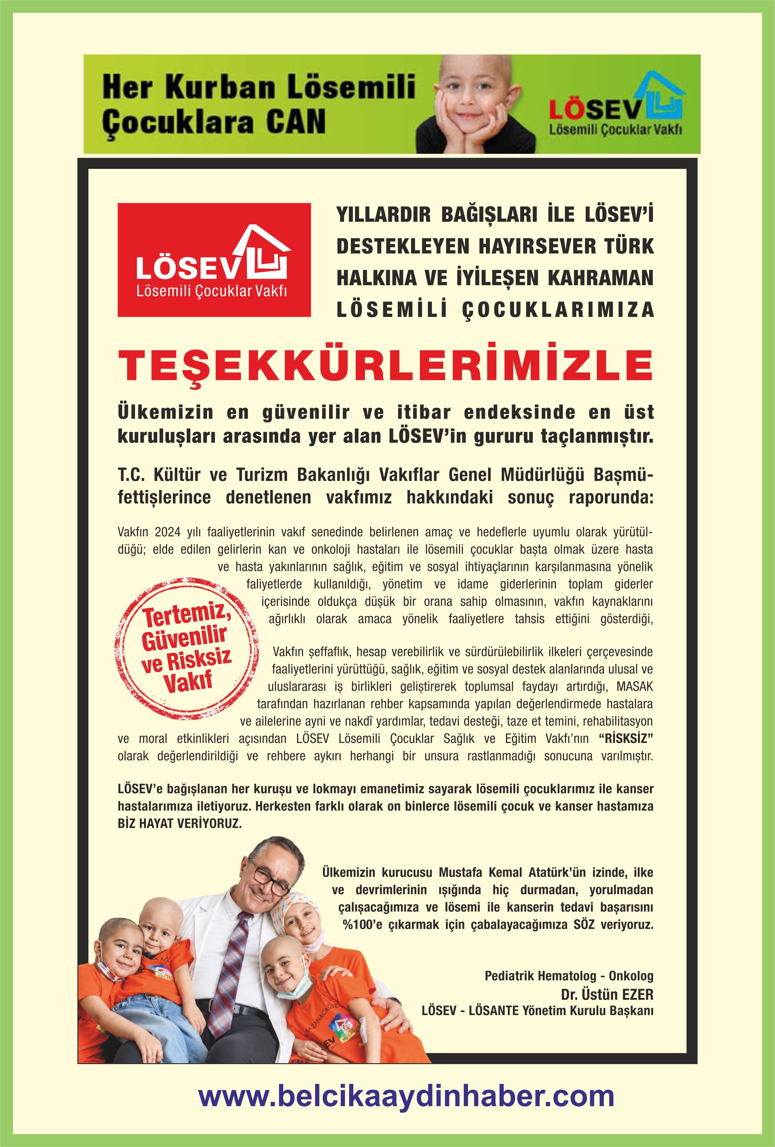 LÖSEV’in Teşekkür Mesajı 