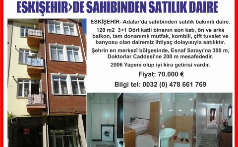 ESKİŞEHİRâ€ºDE SAHİBİNDEN SATILIK DAİRE