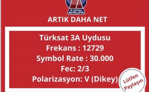 Kanal Avrupa Yeni Frekansında ! 