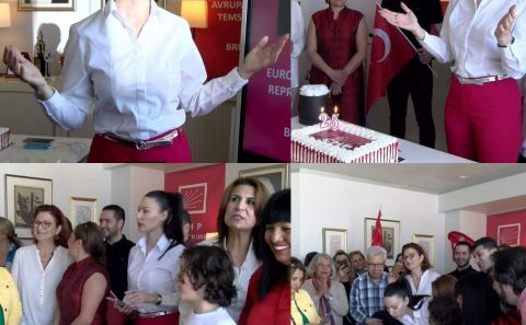 Mazbatanın alınmasından sonra CHP'den ilk yerel seçim kutlaması Brüksel'de CHP Avrupa Birliği Temsilciliği'nde yapıldı