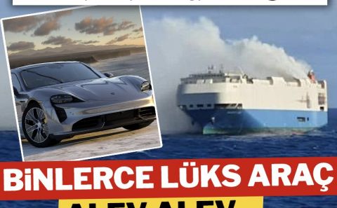 1100 adet Porsche taşıyan gemi yanıyor