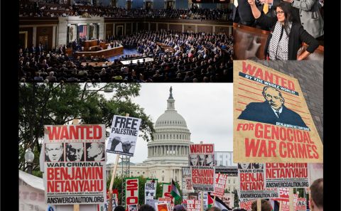 AMERİKA KONGRE ÜYELERİNİN  SOYKIRIMCI›YI NETANYAHU›YU  ALKIŞLAYARAK SUÇ İŞLEMELERİNİ,  AMERİKA HALKI PROTESTO ETTİ.